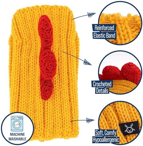 Zoo Snoods Rooster Costume - Knit Chicken Dog Snood Ear Wrap for Pets, Warm Neck Cover for Halloween and Winter (Small) - Image 4