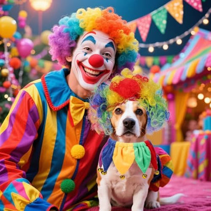 KOOLTAIL Dog Wig Costume, Funny Pet Wig Clown Decorations Outfit with Bandana Bells for Small Medium Large Dogs Cats Unique Chirstmas Gift, Adjustable Fits Cosplay Dress up for Holiday Party Festival - Image 4