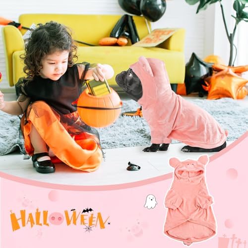 DELIFUR Dog Pig Costume for Halloween, Pink, Medium - Image 3