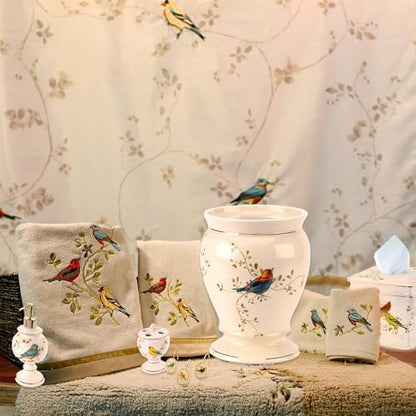 Avanti Linens - Tissue Box Cover, Decorative Countertop Accessories, Nature Inspired Home Decor (Gilded Birds Collection)