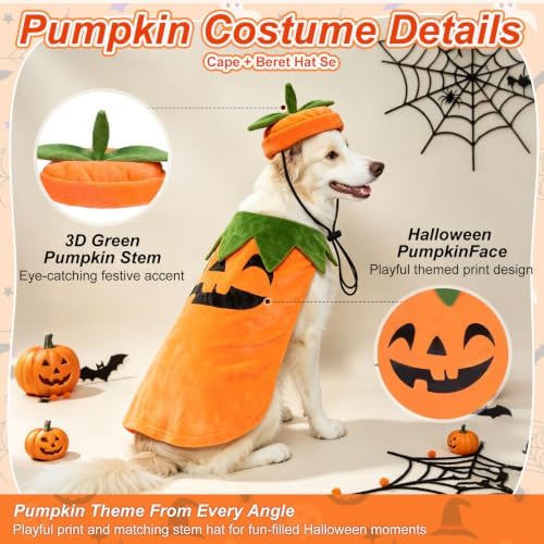 BEAUTYZOO Halloween Dog Pumpkin Costume, 2PCS Dog Halloween Costumes Cape,S - Image 4