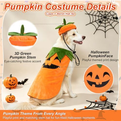BEAUTYZOO Halloween Dog Pumpkin Costume, 2PCS Dog Halloween Costumes Cape,S - Image 4
