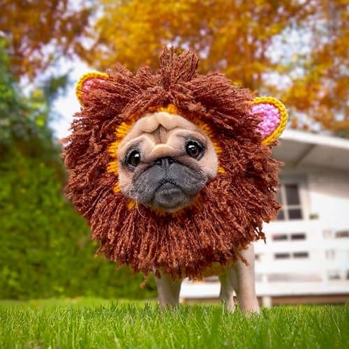 Zoo Snoods Lion Costume - Knit Mane Dog Snood Ear Wrap for Pets, Warm Neck Cover for Halloween and Winter (Medium) - Image 7