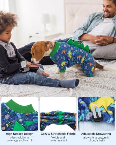 CuteBone Dinosaur Costume Dog Pajamas, Stretchy Spandex Crystal Velvet Sleepwear Coat for Small Dogs, Soft & Warm Pet Outfit Clothes for Cold Weather, Cozy Pullover Design COSP23L - Image 3
