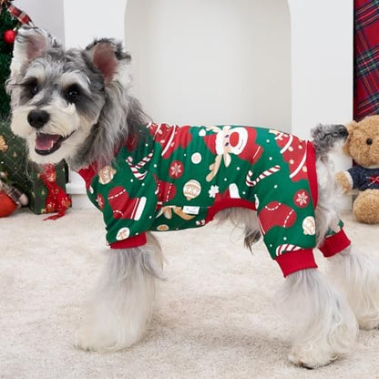 XPUDAC Christmas Dog Pajamas Dog Clothes for Small Medium Dogs Boy Girl Cute Holiday Puppy Outfit Pjs Bodysuit for Doggie Onesies Cat Apparel, Red, Green, L - Image 4