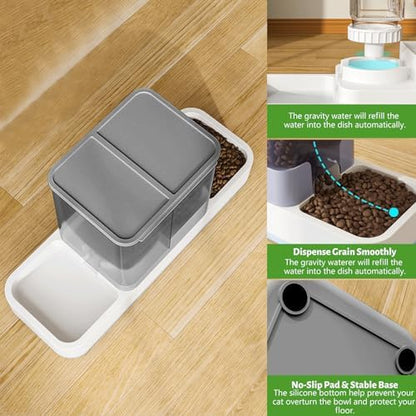 Yummy Sam Automatic Small Pet Feeder and Water Dispenser, Grey