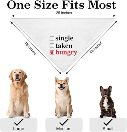 Funny Valentine's Day Dog Bandana, Single Taken Hungry Checklist Dog Bandana, Single Party Pet Scarf Accessories for Dogs Boys Girls Puppies, Cute Valentine's Birthday Gifts for Pet Mom Dad
