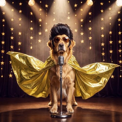 Mepase Halloween Large Dog Retro Rock Star Costume Set with Cape, Wig - Image 4
