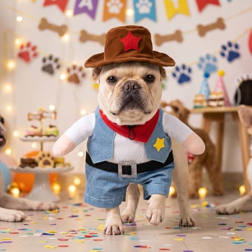 Funny Cowboy Jockey Rider Dog Costume, Beagle Halloween Oktoberfest Outfit - Brown Suit for Small Dogs and Cat(Large) - Image 5