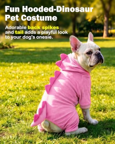 CuteBone Dinosaur Pet Costume Onesie - Hooded Puppy Pajamas - Small Dog Clothes Cat Full-Body Romper COSH03XL - Image 2