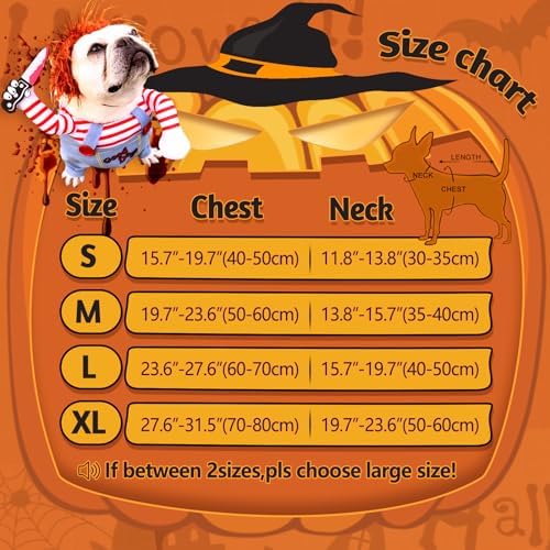Pet Deadly Doll Dog Costume, Novelty Halloween Christmas Costumes Funny Dog Cosplay Outfits Cute Clothes for Small Medium Large Dogs Cats Party Dress Up Cool Puppy Costumes Scary Spooky Apparel Blue - Image 4