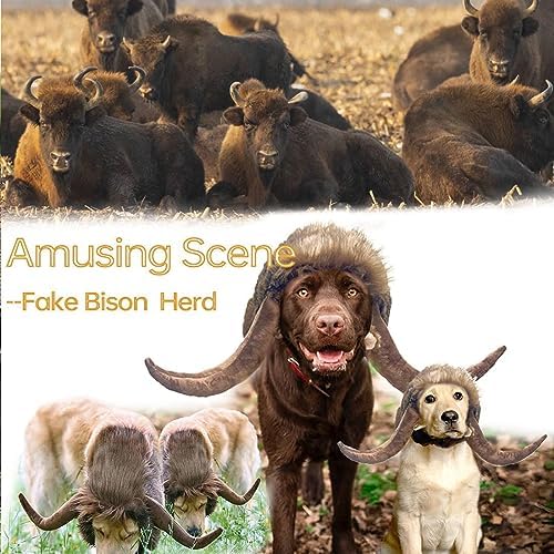 Halloween Dog Horn Wig Soft Bull Dog Costumes Winter Warm Hat Dog Wig Clothes Pet Funny Ox Hat Dog Cat Horn Headgear Accessories Cosplay Bull Mane for Medium to Large Dogs Outfit (Large) - Image 7