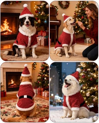 CuteBone Christmas Dog Costumes for Small, Medium, Large Dogs – Santa Claus Pet Cosplay Outfits | Cute Puppy Costume for Holiday Party, Dress-Up, Photo Shoots GBZ05-4XL - Image 3