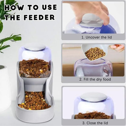 Dog & Cat Feeder + Waterer Set,Automatic Pet Feeder 2 in 1 Cat & Dog Food Water Dispensers, Cats and Dogs Food Feeder and Water Dispenser 3.9L for Small, Medium, & Large Pets (Gray)