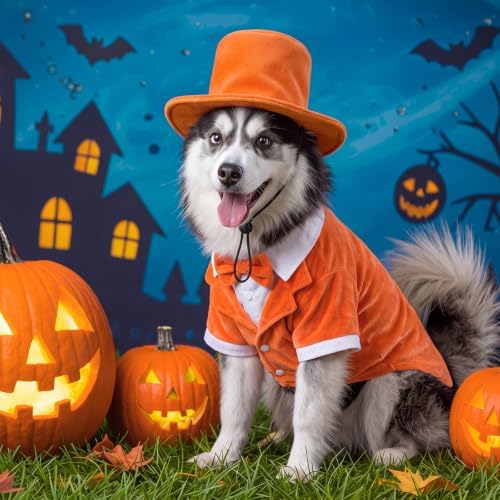 Dansydaisy 2 Pcs Halloween Orange and Blue Tuxedo Dog Costumes, Orange, 3XL - Image 4