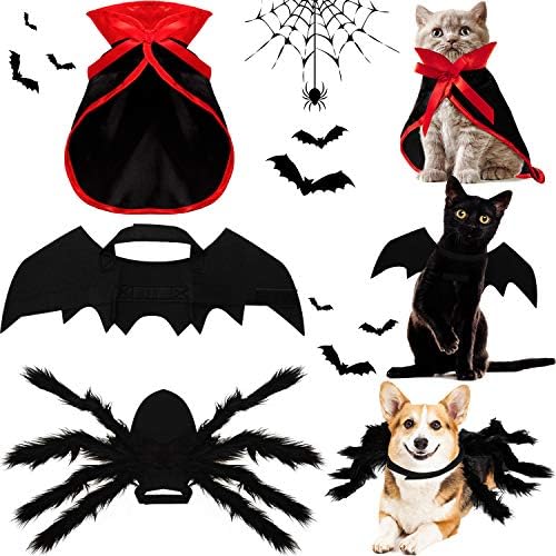 Syhood 3 Pcs Halloween Cat Dog Costume Set,Pet Bat Vampire Cloak,S,Gothic by Syhood