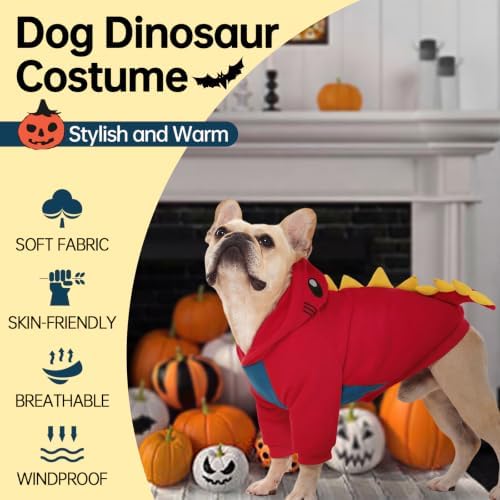 QBLEEV Dog Dinosaur Costume, Dog Halloween Costume with Hoodie - Image 2