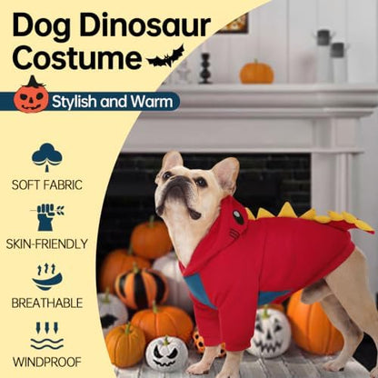 QBLEEV Dog Dinosaur Costume, Dog Halloween Costume with Hoodie - Image 2