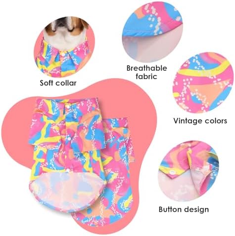 80s Dog Costume Hawaiian Shirts - 90s Halloween Retro Disco Breathable Puppy Outfit for Small Medium Dogs (Pink, 4X-Large) - Image 2