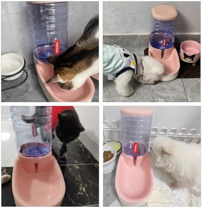 kathson Gravity Dog Food Dispenser Automatic Cat Feeding Food Station 1 Gallon Large Capacity Puppy Food Bowl for Small and Medium Dogs Cats Pink