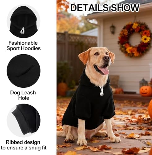 EXPAWLORER Dog Hoodies for Small Medium Large Dogs,Maple Leaf Black L - Image 3