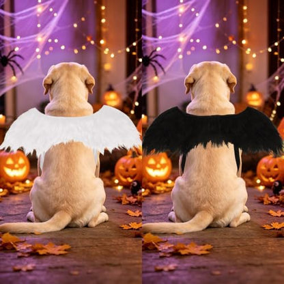 ADOGGYGO Halloween Angel Dog Costume, Black Faux Fur Dark Angel Wings, L - Image 3