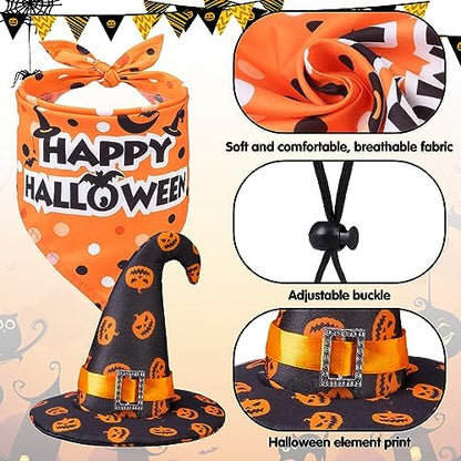 SCENEREAL Small Dog Halloween Costumes, Bandana Hat Dress Set, 3pcs Puppy Party Supplies, Soft Triangle Scarf, Cute Tutu Skirt Outfit for Girl Boy Pet - Image 4
