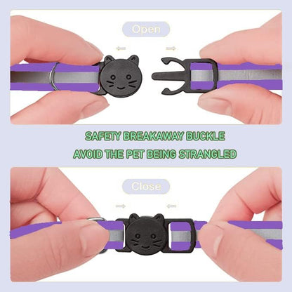2 Pack Cat Collars Quick Release Reflective Kitten Collar with Bell & Safety Release (Purple)