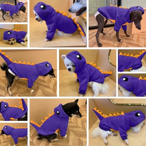 Lelepet Dog Dinosaur Costume Small Dog Halloween Costume Warm Fleece Hoodie - Image 6