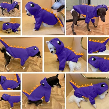 Lelepet Dog Dinosaur Costume Large Dog Halloween Costume Warm Fleece Hoodie - Image 6