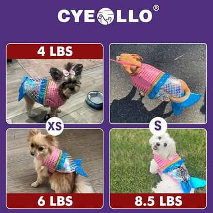 cyeollo Mermaid Dog Halloween Costumes Pet Outfit for Small Dogs, XS - Image 6