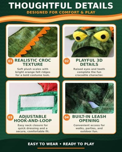 Alligator Dog Costume - Funny Dog Costume, Halloween Dog Crocodile Costume for Small Medium Large Dogs, Funny Cosplay Dress - Dress Your Dogs Like a Croc, Large - Image 2
