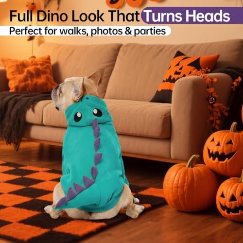 QBLEEV Dog Dinosaur Costume, Dog Halloween Costume with Hoodie - Image 4