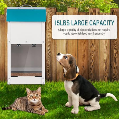 15lbs Automatic Dog Feeder Outdoor Dog Food Dispenser