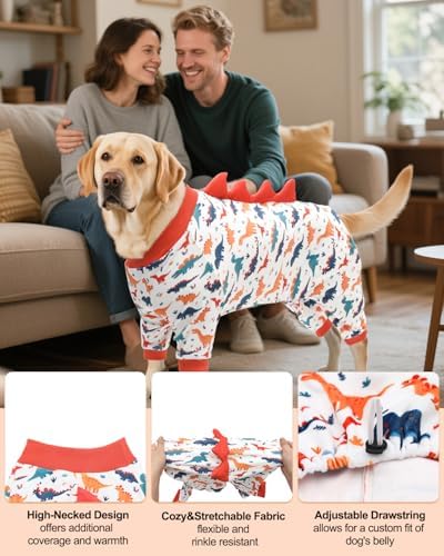 CuteBone Dinosaur Costume Dog Pajamas, Stretchy Spandex Crystal Velvet Sleepwear Coat for Small Dogs, Soft & Warm Pet Outfit Clothes for Cold Weather, Cozy Pullover Design COSP02-3XL - Image 3