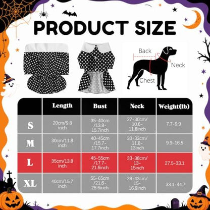 Hercicy 2 Pcs Dog Halloween Costumes Gothic Dress with Dog Wig, L - Image 2
