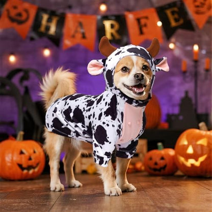 Pistha Dog Cow Costume Funny Pet Halloween Costumes for Halloween Dog Cat,S - Image 4