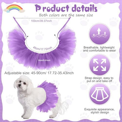 Dog Tutu for Dogs Tulle Skirt Pet Costume, Purple - Image 2