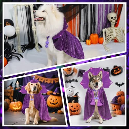 Witch Dog Halloween Costumes Devil Vampire Dog Costumes Cape Hat for Medium Dogs Halloween Party Cosplay Costumes for Large Medium Dogs Pets Cats - Image 5