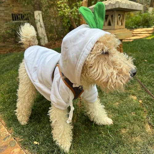 Dog Hoodie Warm Autumn Winter Pet Sweatshirt White Radish Hoodie, M - Image 4