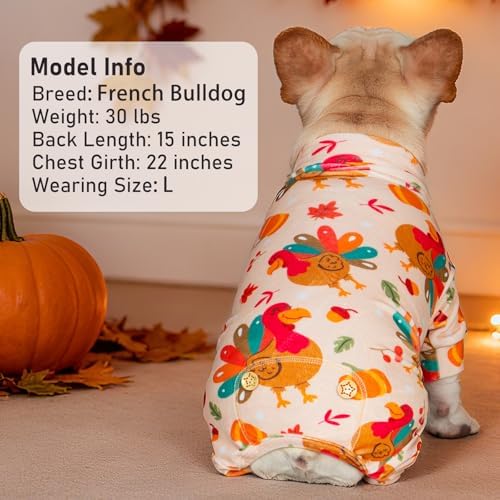 KYEESE Thanksgiving Dog Pajamas, Turtleneck Dog Pajamas for Small Dogs Boy Girl, Soft Velvet Turkey Pattern, Pet Onesie with 4-Leg Design, Stretchable Warm Jammies, Cozy Holiday Pjs, X-Large - Image 5