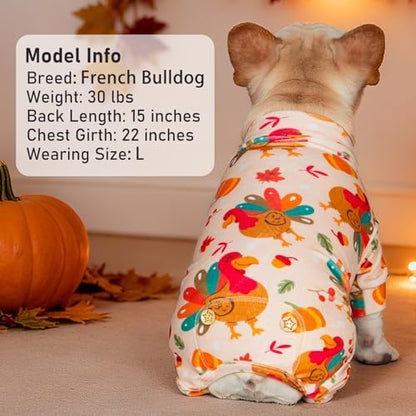 KYEESE Thanksgiving Dog Pajamas, Turtleneck Dog Pajamas for Small Dogs Boy Girl, Soft Velvet Turkey Pattern, Pet Onesie with 4-Leg Design, Stretchable Warm Jammies, Cozy Holiday Pjs, X-Large - Image 5