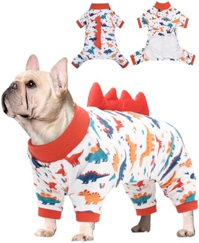 CuteBone Dinosaur Costume Dog Pajamas, Stretchy Spandex Crystal Velvet Sleepwear Coat for Small Dogs, Soft & Warm Pet Outfit Clothes for Cold Weather, Cozy Pullover Design COSP02XL by CuteBone