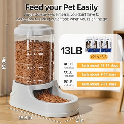 Kenond 9.5L Gravity Large Dog Feeder, Automatic Dogs Food Dispenser