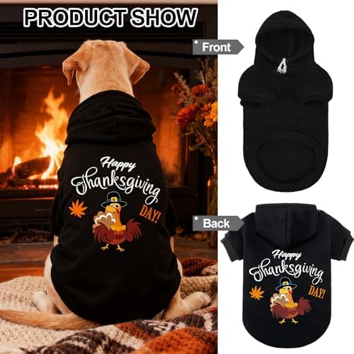 EXPAWLORER Dog Hoodies for Small Medium Large Dogs,Maple Leaf Black L - Image 4