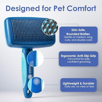 AKC Self-Cleaning Slicker Brush for Dogs & Cats, All Coat Types - Image 3