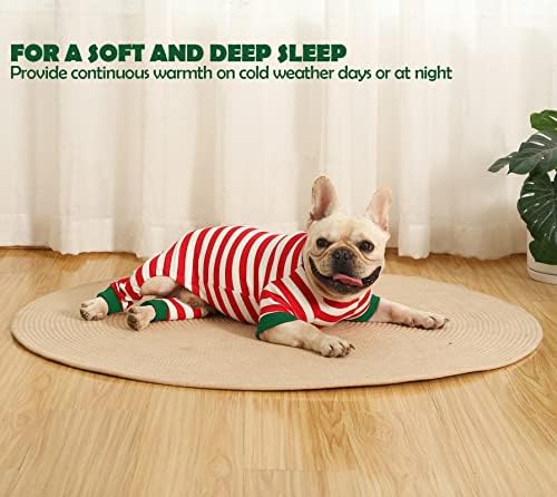 Dog Christmas Pajamas Small,Red and White Striped Pjs for Boy Girl Dogs,Thermal Warm Cotton Holiday Jumpsuit for Big Dog,XS - Image 4