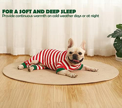 Dog Christmas Pajamas Extra Large,Red and White Striped Pjs for Boy Girl Dogs,Thermal Warm Cotton Christmas Holiday Jumpsuit for Big Dog - Image 4