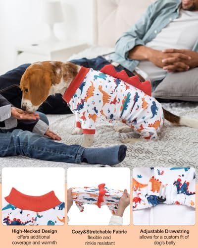 CuteBone Dinosaur Costume Dog Pajamas, Stretchy Spandex Crystal Velvet Sleepwear Coat for Small Dogs, Soft & Warm Pet Outfit Clothes for Cold Weather, Cozy Pullover Design COSP02XL - Image 3