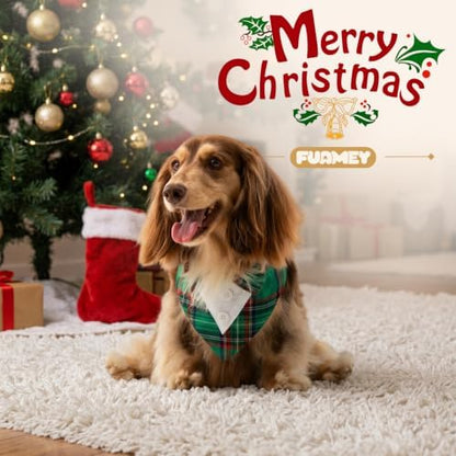 FUAMEY Dog Tuxedo, Christmas Bow Ties for Dogs Holiday Plaid Dog Bandanas - Image 3